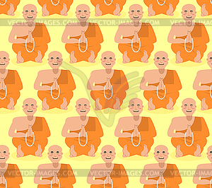 Shaolin monk seamless pattern. Tibetan monk - vector EPS clipart