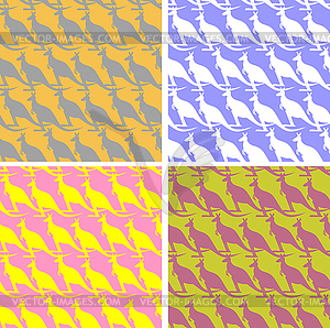 Set Kangaroo seamless pattern. Color texture - vector image