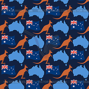 Australia day seamless ornament. Kangaroos and - vector image