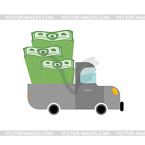 Car and money. Pile of dollars in trunk of your - vector image