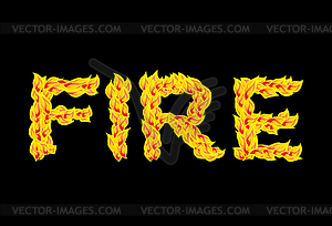 Fire text.Flame typography. Burning letters. fiery - vector image