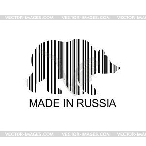 Bear barcode for goods of Russia. Wild animal bar - vector clip art