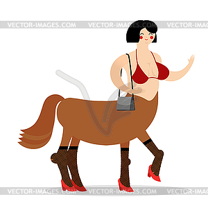 Centaur prostitute. Woman horse. Mythical whore - vector image