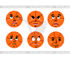 Emotions basketball ball. Set expressions avatar - vector clipart