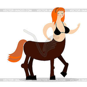 Woman centaur. Cheerful mythical creature. - vector clipart