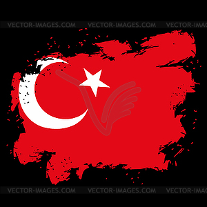 Turkey flag grunge style. Brush strokes and - vector image