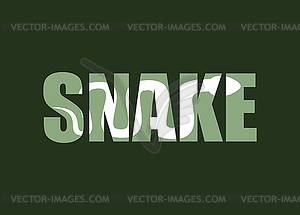 Snake. Silhouette of reptiles in text. Long - vector image