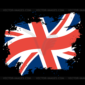 UK flag grunge style. Brush strokes and ink - vector clip art