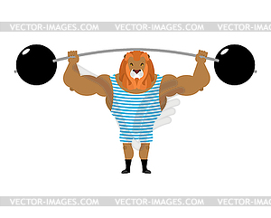 Circus Lion Strong retro athlete. big beast in - vector clip art