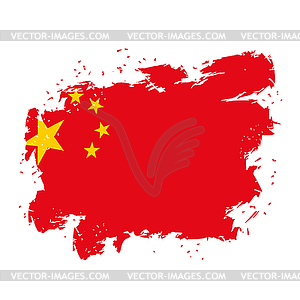 China Flag grunge style. Brush strokes and - vector image