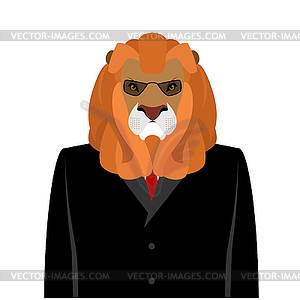 Lion businessman in black business suit. predator - vector clipart