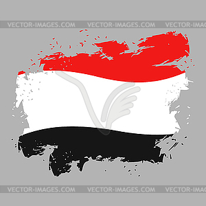 Yemen flag grunge style on gray background. Brush - vector image