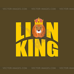 Lion King. Wild predator and crown. Royal hat and - vector image