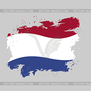 Нидерланды Флаг стиль гранж на сером фоне. - изображение в векторном формате