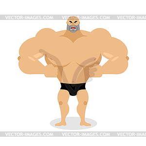 Angry Muscled. Aggressive bodybuilder. grump - royalty-free vector image