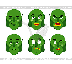 Эмоции Ogre. Устойчивые выражения Emoji аватар зеленый - рисунок в векторе