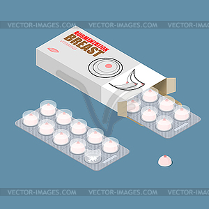 Breast augmentation vitamins. Hooters tablets. - vector clip art