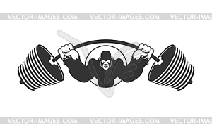 Angry strong Gorilla and Barbell. athlete Aggressiv - vector clipart