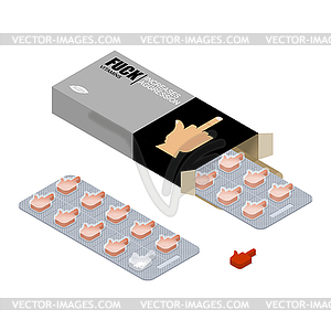 Fuck vitamins. Evil pills. Tablets in pack. - vector EPS clipart