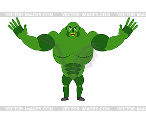 Cheerful ogre spread his arms in an embrace. Good - vector image