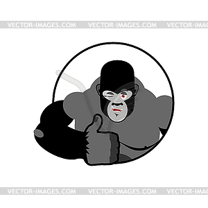 Gorilla thumbs up showing well. Sign all right. - vector clip art