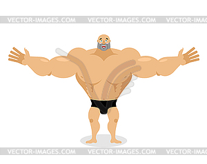  Cheerful Muscled spread his arms in an embrace.  - vector image