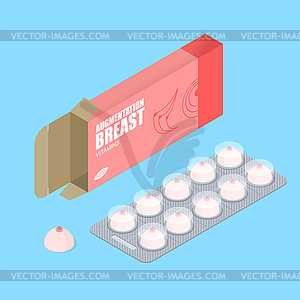 Breast augmentation pills in pack. Hooters - vector clip art