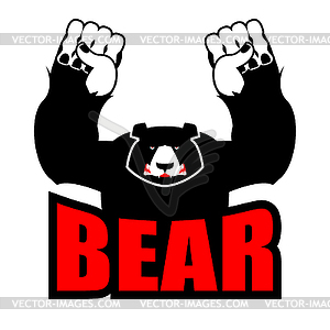 Angry bear. Aggressive Grizzly. Logo big beast. - vector clipart