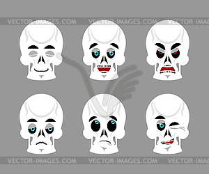 Emotions skull. Set expressions avatar skeleton. - vector image