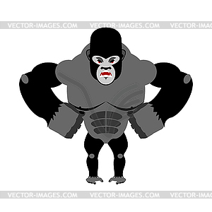 Angry gorilla on its hind legs. Aggressive Monkey - stock vector clipart