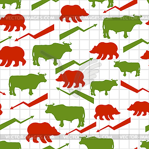 Bulls and bears seamless pattern. Exchange - stock vector clipart