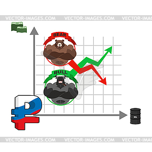 VRise and fall of Russian ruble. Change quotes of - vector image