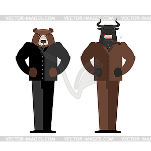 Bull Businessman. Bear Businessman. Bulls and - stock vector clipart