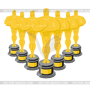 Golden statuette. Many gold figures. Golden - royalty-free vector image