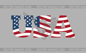 USA flag in text. American flag in letters. Nationa - vector image