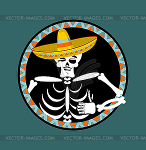 Skeletons and sombrero. Day of Dead. Multi-colored - vector clip art