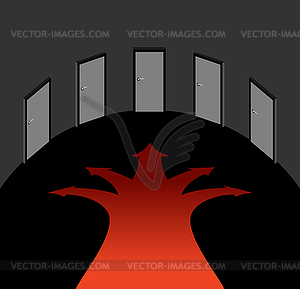 Crossroads. Selecting way. Closed doors. Fork in - vector clipart