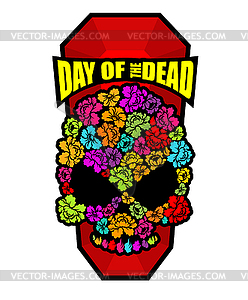 Череп цветов для Дня Мертвых. Скелет головы - векторный графический клипарт