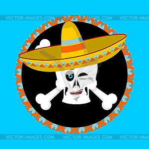 Day of Dead skeletons and sombrero. Multi-colored - vector clip art