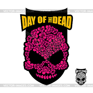 Skull of flowers for Day of Dead. Skeleton head - vector clipart