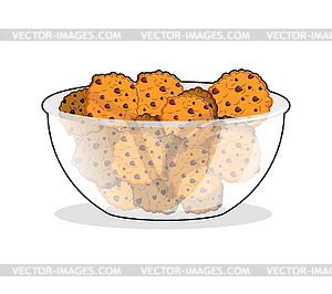 Cookies in bowl. biscuit in deep transparent - vector clipart