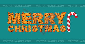 Счастливого Рождества печенье типографика. Письма - цветной векторный клипарт