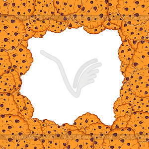 Cookies frame. Oat biscuits background. Sweet - vector clipart