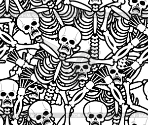 Sinners seamless pattern. Skeleton in Hell - vector image