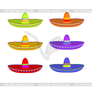 Sombrero set. Colorful Mexican hat ornament. - vector image