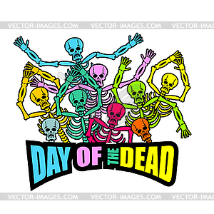 Day of Dead Multicolored skeleton. color Skull. Dea - vector clipart