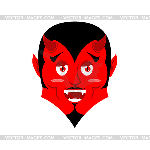 Red Devil. Funny demon. Satan with horns. Crafty - royalty-free vector clipart