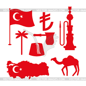 Turkey symbol set. Turkish national icon. State - vector image