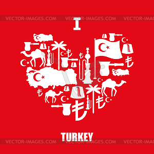 I love Turkey. Sign heart of traditional Turkish - vector clip art