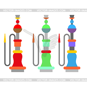 Set colorful arabic hookah. Turkish national - vector clip art